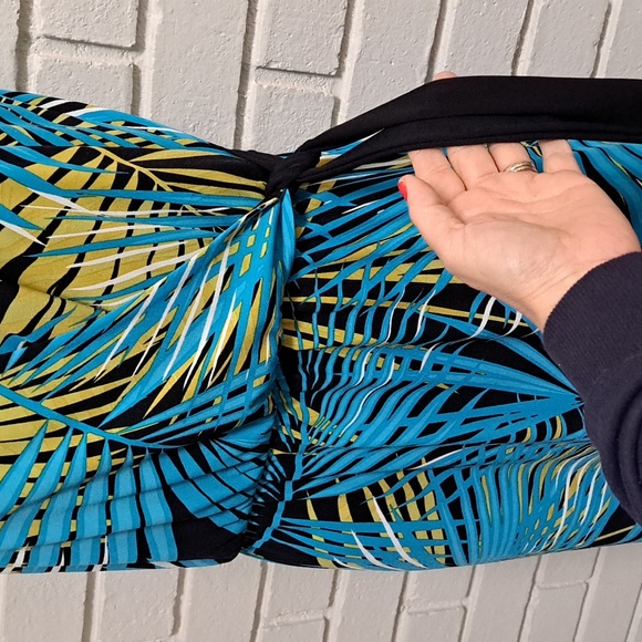 Apt. 9 Blue Troical Side Tie Sleeveless keyhole Detail Dress. Size Small NWOT - Picture 3 of 11